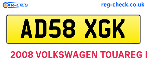 AD58XGK are the vehicle registration plates.