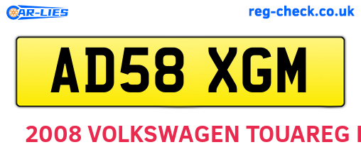AD58XGM are the vehicle registration plates.