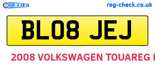 BL08JEJ are the vehicle registration plates.