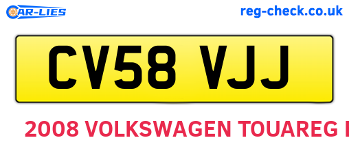 CV58VJJ are the vehicle registration plates.