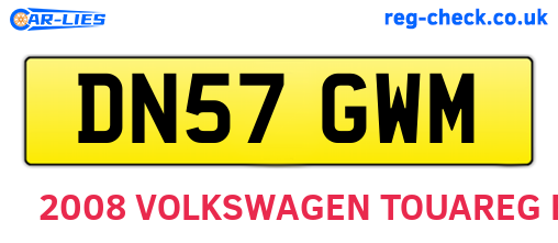 DN57GWM are the vehicle registration plates.