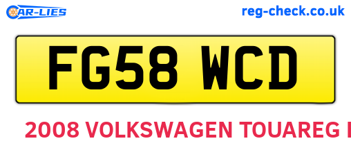 FG58WCD are the vehicle registration plates.