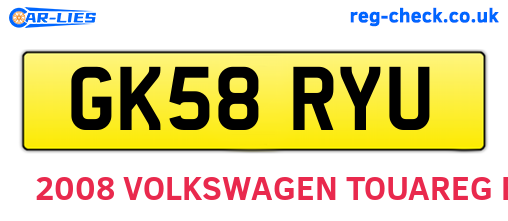 GK58RYU are the vehicle registration plates.