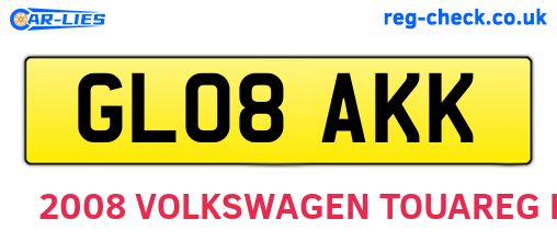 GL08AKK are the vehicle registration plates.