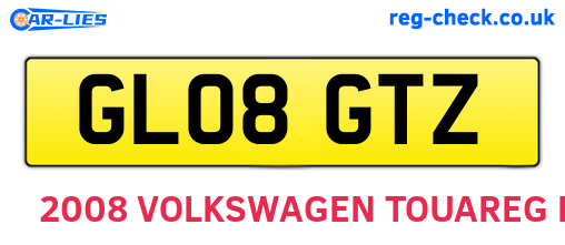 GL08GTZ are the vehicle registration plates.