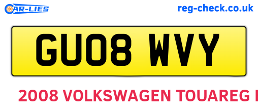 GU08WVY are the vehicle registration plates.