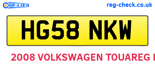 HG58NKW are the vehicle registration plates.