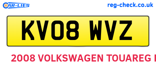 KV08WVZ are the vehicle registration plates.