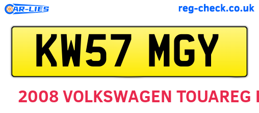 KW57MGY are the vehicle registration plates.