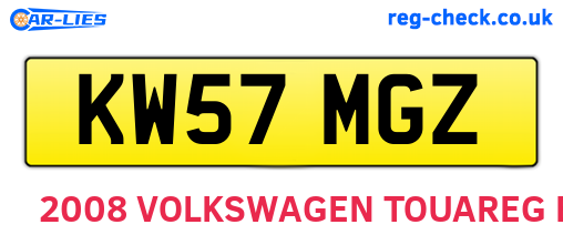 KW57MGZ are the vehicle registration plates.