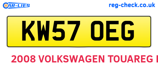 KW57OEG are the vehicle registration plates.