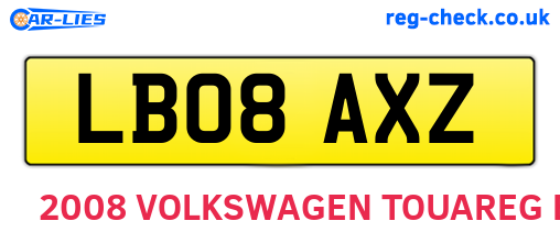 LB08AXZ are the vehicle registration plates.