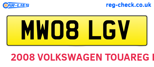 MW08LGV are the vehicle registration plates.