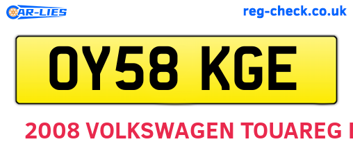 OY58KGE are the vehicle registration plates.