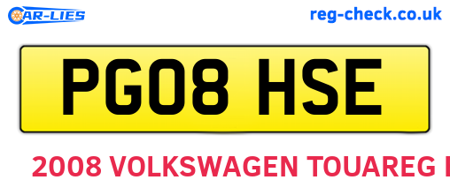 PG08HSE are the vehicle registration plates.