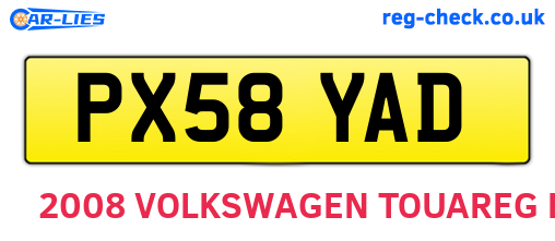 PX58YAD are the vehicle registration plates.