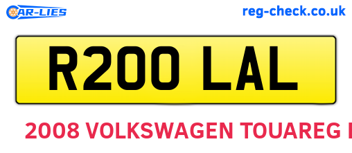 R200LAL are the vehicle registration plates.
