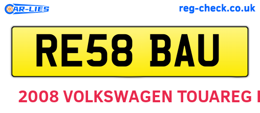 RE58BAU are the vehicle registration plates.