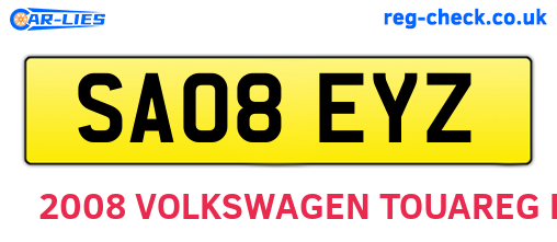 SA08EYZ are the vehicle registration plates.