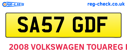 SA57GDF are the vehicle registration plates.