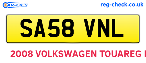 SA58VNL are the vehicle registration plates.