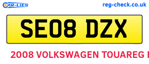 SE08DZX are the vehicle registration plates.