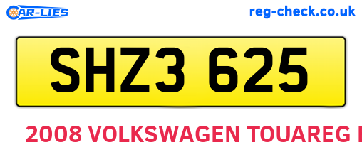 SHZ3625 are the vehicle registration plates.