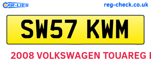 SW57KWM are the vehicle registration plates.