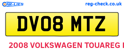 DV08MTZ are the vehicle registration plates.