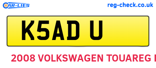 K5ADU are the vehicle registration plates.