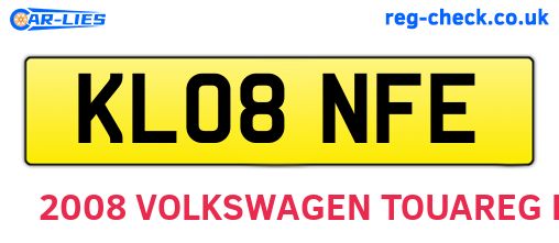 KL08NFE are the vehicle registration plates.