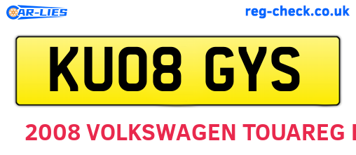 KU08GYS are the vehicle registration plates.