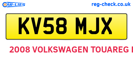 KV58MJX are the vehicle registration plates.