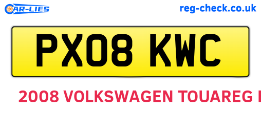 PX08KWC are the vehicle registration plates.