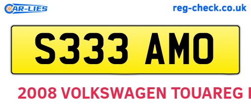 S333AMO are the vehicle registration plates.