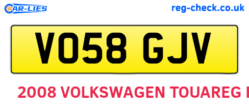 VO58GJV are the vehicle registration plates.