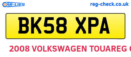 BK58XPA are the vehicle registration plates.