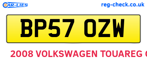 BP57OZW are the vehicle registration plates.
