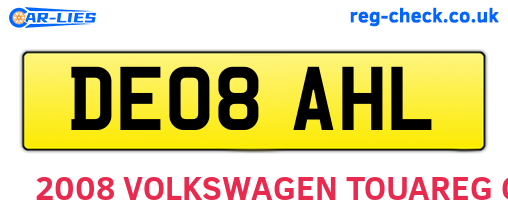 DE08AHL are the vehicle registration plates.