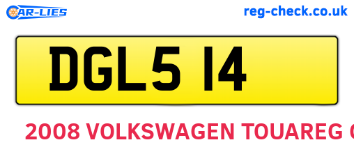 DGL514 are the vehicle registration plates.