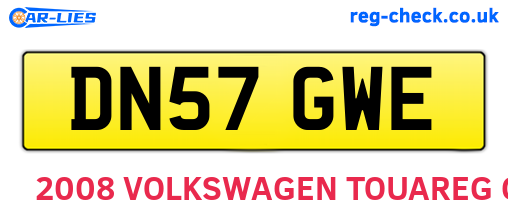 DN57GWE are the vehicle registration plates.