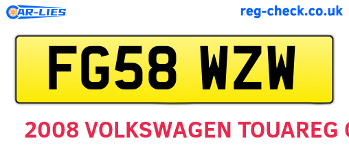 FG58WZW are the vehicle registration plates.