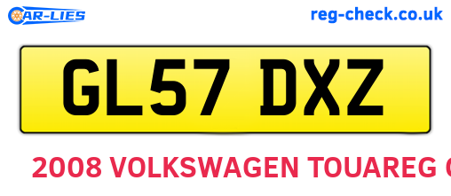 GL57DXZ are the vehicle registration plates.