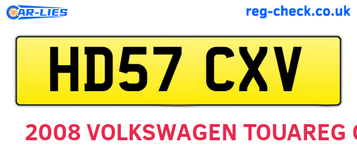 HD57CXV are the vehicle registration plates.