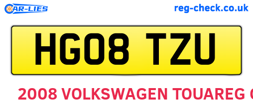 HG08TZU are the vehicle registration plates.
