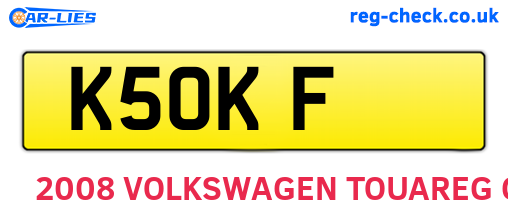 K5OKF are the vehicle registration plates.