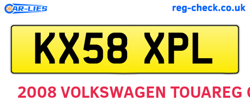 KX58XPL are the vehicle registration plates.