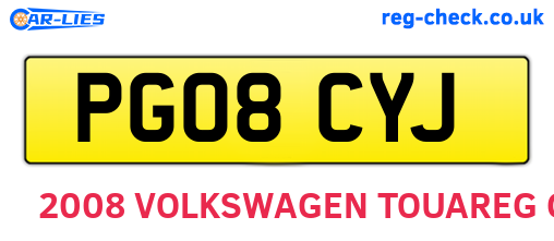 PG08CYJ are the vehicle registration plates.