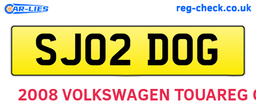 SJ02DOG are the vehicle registration plates.
