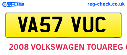 VA57VUC are the vehicle registration plates.